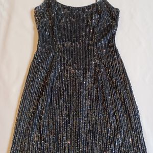 Oleg Cassini, Black Sequin, spaghetti strap evening dress.  Size 2